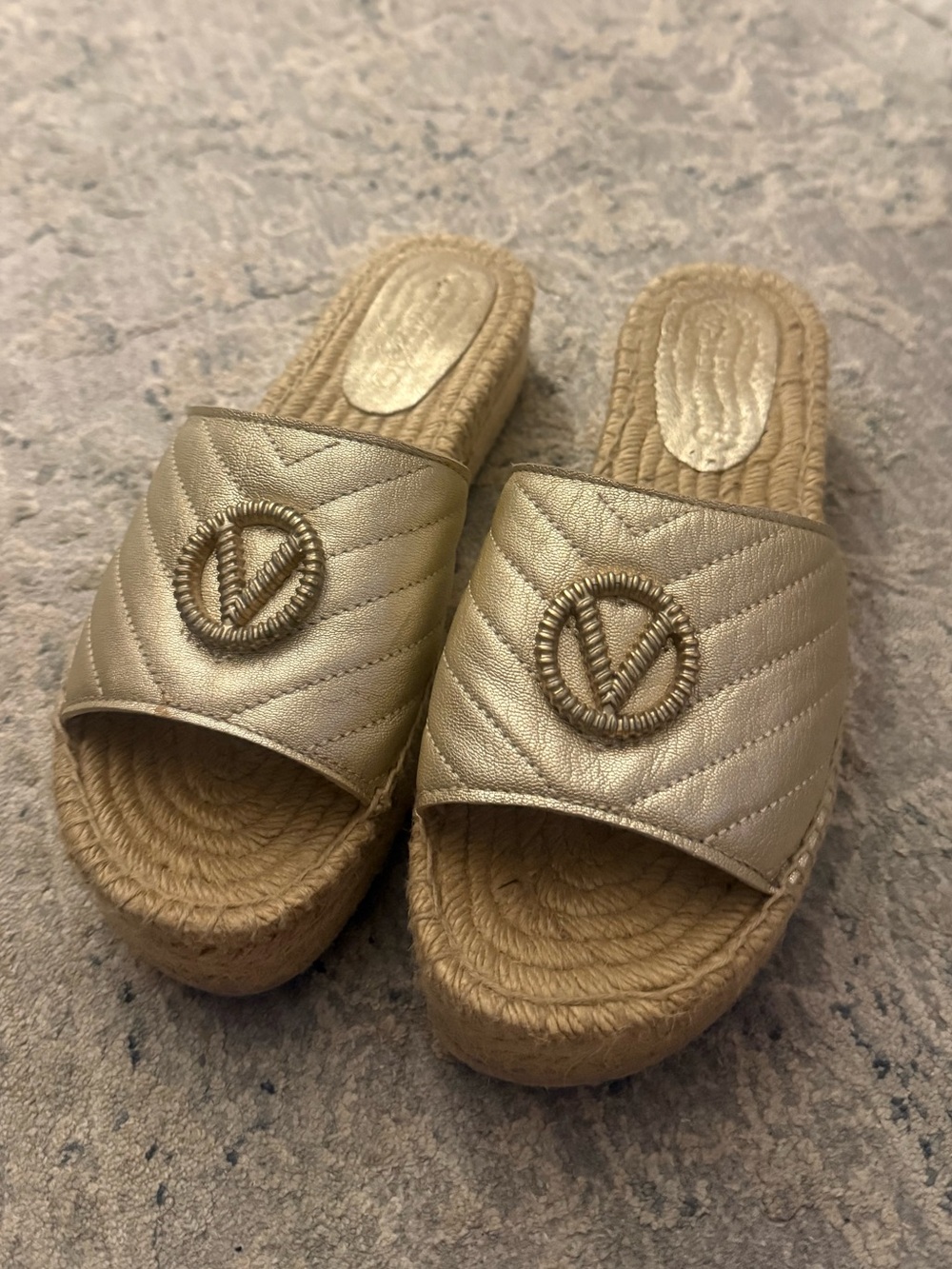 Valentino Gold Platform Slides